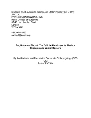 Ent Handbook.pdf ENT Pharmacology ENT Pharmacology ENTENT | PDF