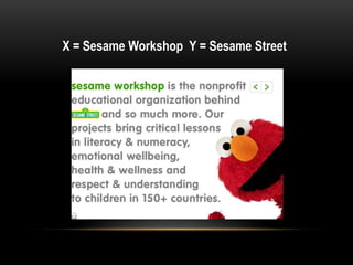 X = Sesame Workshop Y = Sesame Street
 