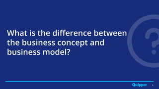8
What is the difference between
the business concept and
business model?
 