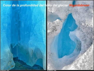 Color de la profundidad del hielo del glaciar Nigardsbreen
 