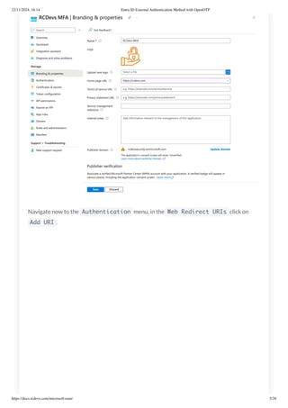 Entra ID External Authentication Method With OpenOTP | PDF