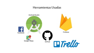 HerramientasUsadas
Android Studio
GitHub
Google Maps
Facebook Firebase
 