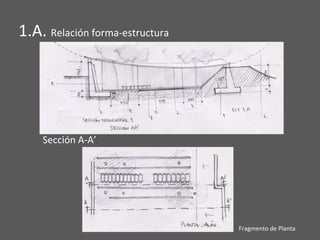 1.A. Relación forma-estructura
Sección A-A’
Fragmento de Planta
 