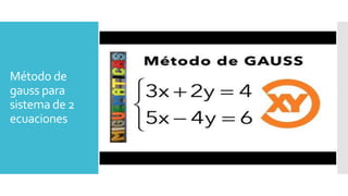 Método de
gauss para
sistema de 2
ecuaciones
 