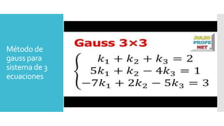 Método de
gauss para
sistema de 3
ecuaciones
 