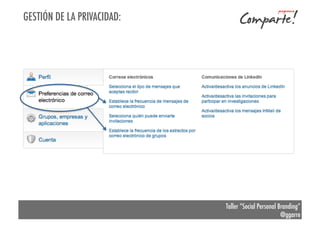 GESTIÓN DE LA PRIVACIDAD:

Taller “Social Personal Branding”
@ggarre

 