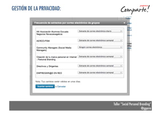 GESTIÓN DE LA PRIVACIDAD:

Taller “Social Personal Branding”
@ggarre

 