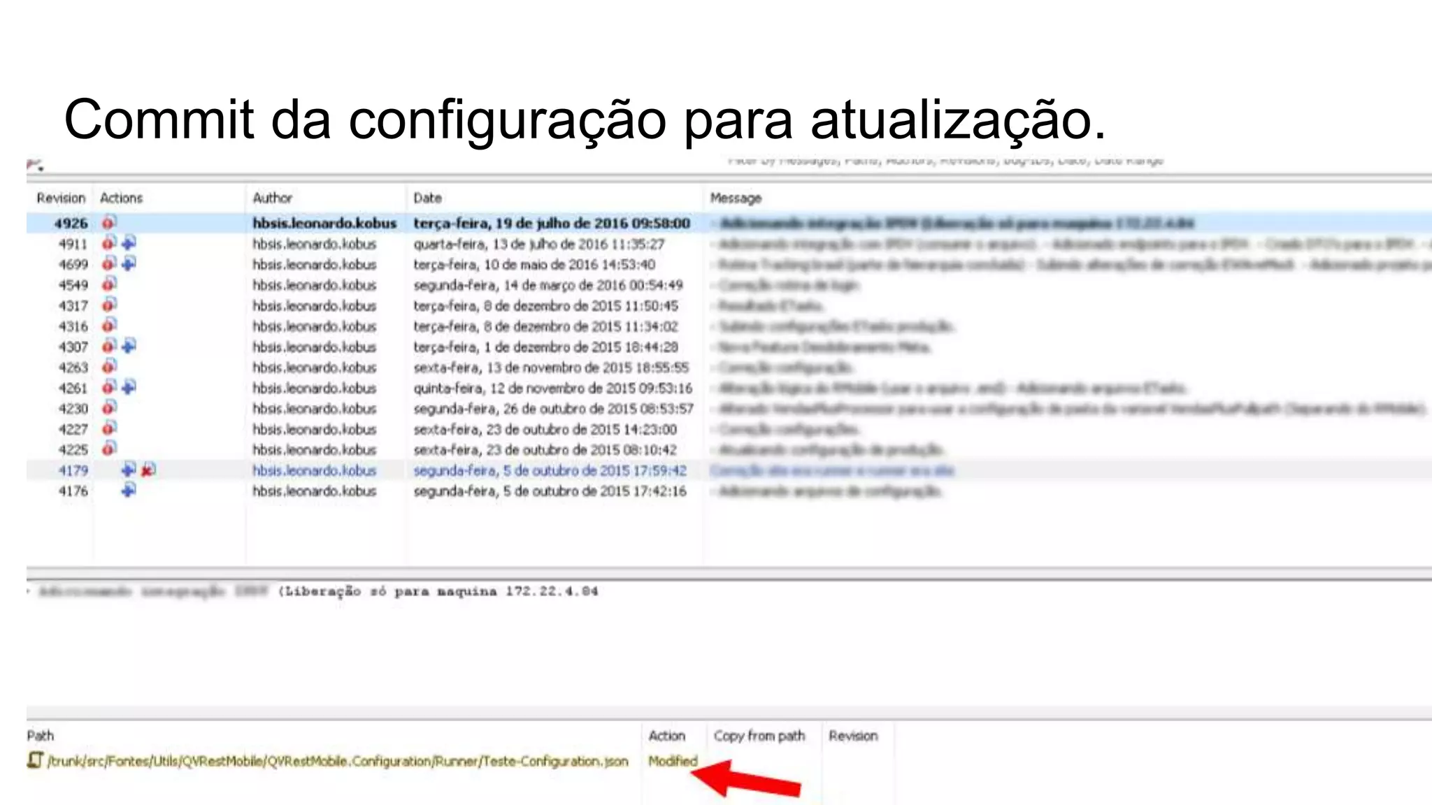 Commit da configuração para atualização.
 