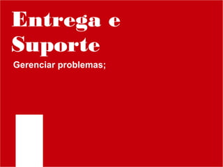Entrega e
Suporte
Gerenciar problemas;

 