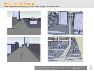 Análisis de Barrio Sector comprendido entre 10 de julio, Avda. Matta, Portugal y Vicuña Mackenna Universidad de Chile   Facultad de Arquitectura y Urbanismo Departamento de Urbanismo   Urbanismo I Candia / Córdova / Henríquez / Luco / Kruger / Tobar 
