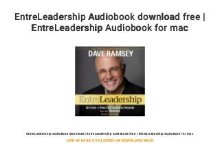 EntreLeadership Audiobook download free | EntreLeadership Audiobook for mac