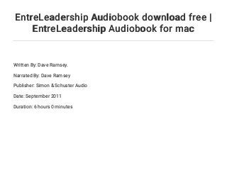 EntreLeadership Audiobook download free | EntreLeadership Audiobook for mac