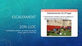 ESCALFAMENT
2ON LLOC
ESTRIAMENTS VARIATS I HA PODER QUE SIGUIN
PLANS I AMB UTILITZACIO DE
 