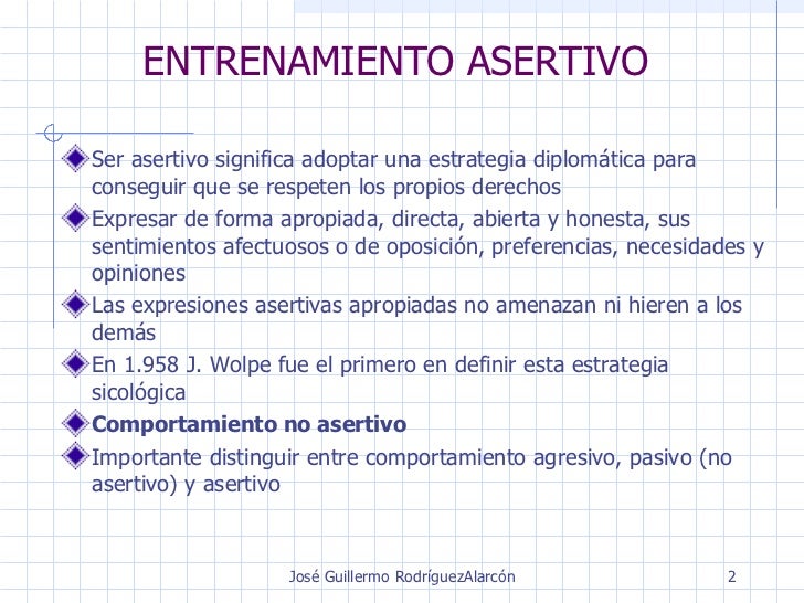 Entrenamiento Asertivo Entrenamiento Asertivo