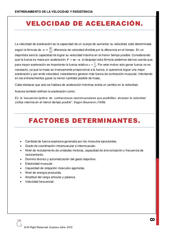 Entrenamiento de la velocidad y resistencia