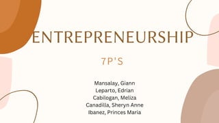 7P'S
Mansalay, Giann
Leparto, Edrian
Cabilogan, Meliza
Canadilla, Sheryn Anne
Ibanez, Princes Maria
 