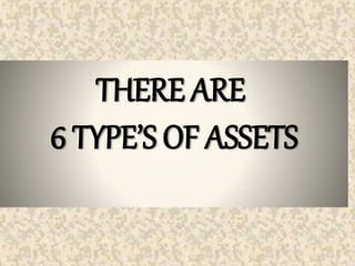 THERE ARE
6 TYPE’S OF ASSETS
 