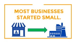 MOST BUSINESSES
STARTED SMALL.
 
