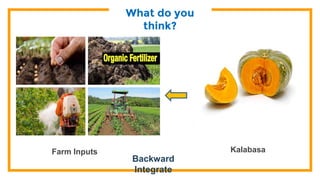What do you
think?
Farm Inputs Kalabasa
Backward
Integrate
 