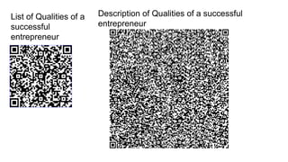 List of Qualities of a
successful
entrepreneur
Description of Qualities of a successful
entrepreneur
 