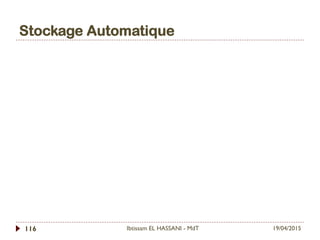 Stockage Automatique
19/04/2015Ibtissam EL HASSANI - MdT116
 