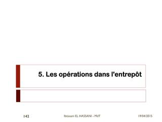 5. Les opérations dans l'entrepôt
19/04/2015Ibtissam EL HASSANI - MdT142
 