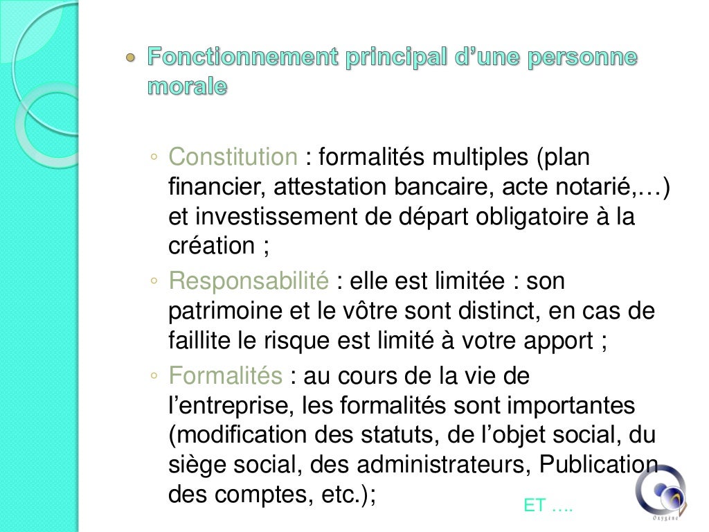 Entreprendre .... quel statut ? Personne physique, personne morale