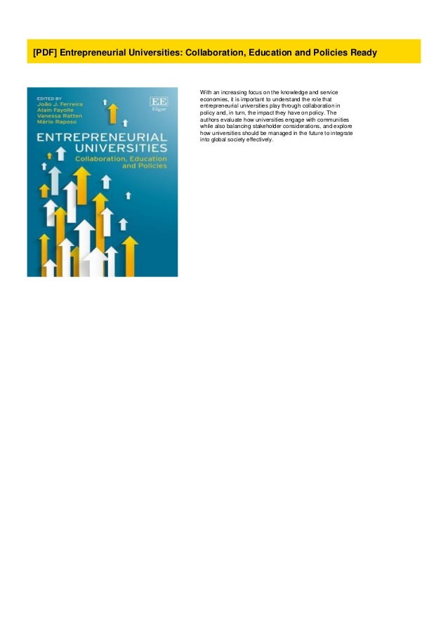 Pdf Entrepreneurial Universities Collaboration Education And Poli
