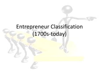 e
s
b




    Entrepreneur Classification
          (1700s-today)
 