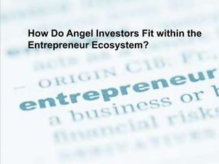 How Do Angel Investors Fit within the
Entrepreneur Ecosystem?
 