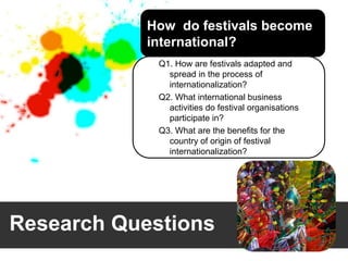 How do festivals become
            international?
             Q1. How are festivals adapted and
               spread in...
