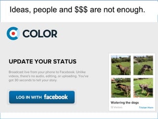 Ideas, people and $$$ are not enough.
 