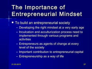 Entrepreneurial mindset