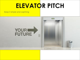 ELEVATOR PITCH
Keep it simple and captiving
 