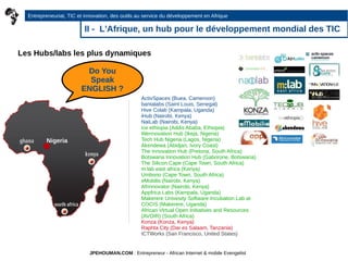 Entrepreneuriat, Tic et Innovation, des outils au service du Developpement en Afrique Slide 7