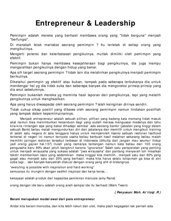 Entrepreneur & leadership