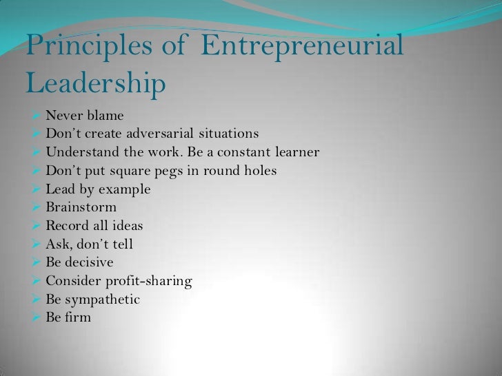 Entrepreneur leadership