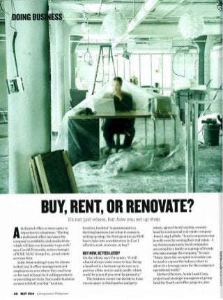 Buy, Rent, or Renovate? KMC MAG Group in Entrepreneur Magazine