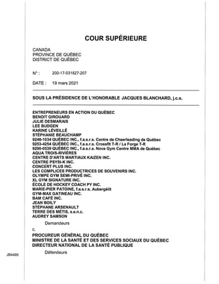 Jugement sur Demande d'ordonnance de sauvegarde (Entrepreneurs en Action du Québec) 19 mars 2021