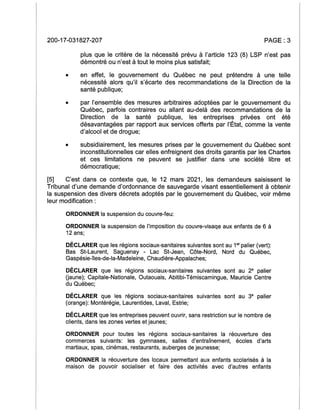 Jugement sur Demande d'ordonnance de sauvegarde (Entrepreneurs en Action du Québec) 19 mars 2021