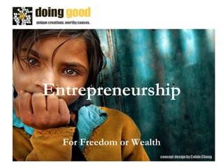 Entrepreneurship For Freedom or Wealth 