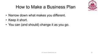 How to Make a Business Plan
• Narrow down what makes you different.
• Keep it short.
• You can (and should) change it as y...