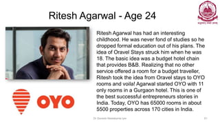 Ritesh Agarwal - Age 24
Dr Ganesh Neelakanta Iyer 61
Ritesh Agarwal has had an interesting
childhood. He was never fond of...
