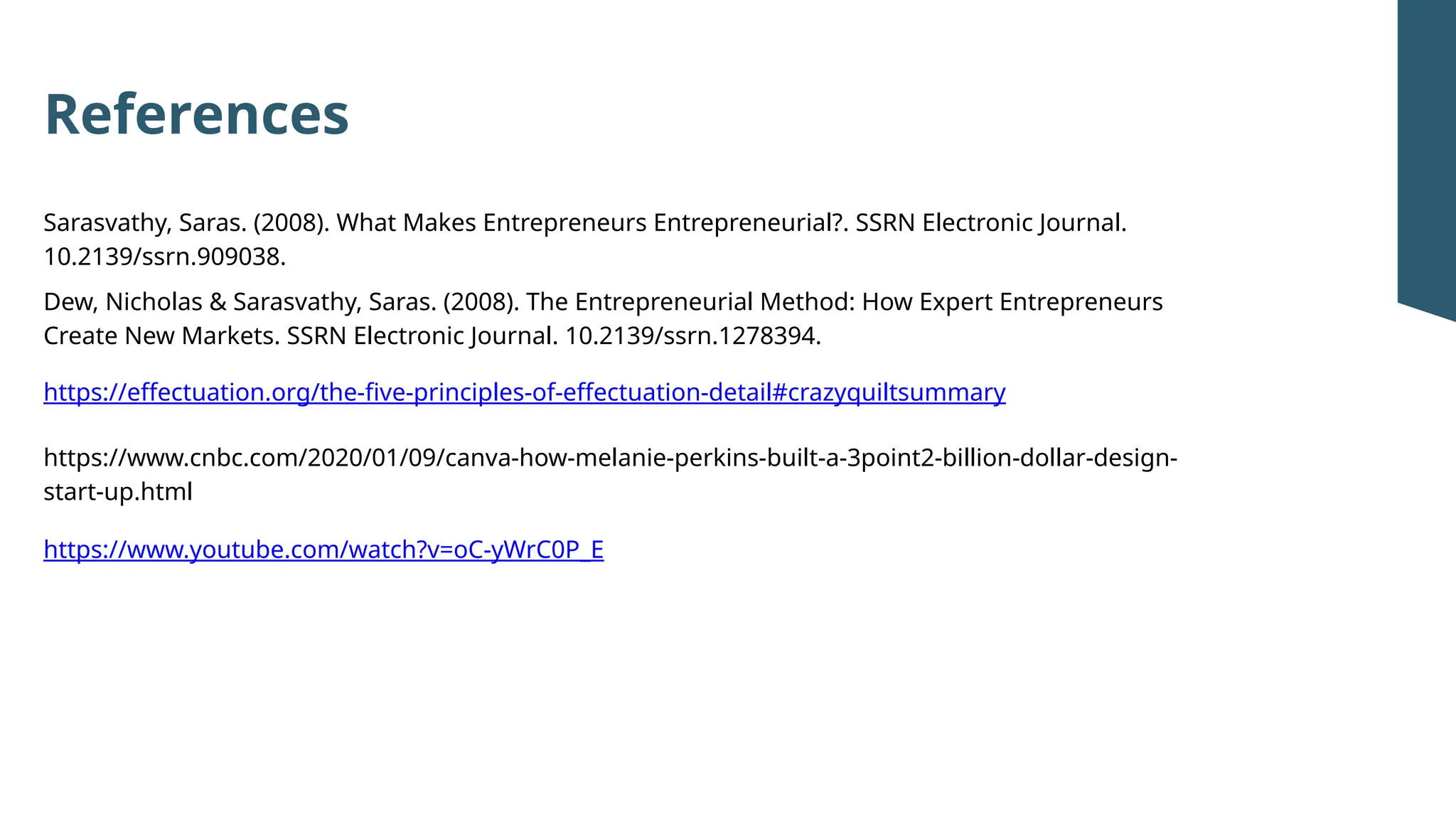 Entrepreneurship, Effectuation and Core Principles | PPTX