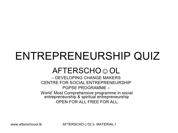 Entrepreneurship Quiz 13 Oct