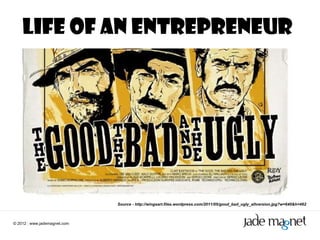 ©  2012  |  www.jademagnet.com Source - http://wingsart.files.wordpress.com/2011/05/good_bad_ugly_altversion.jpg?w=640&h=462 Life of an Entrepreneur 