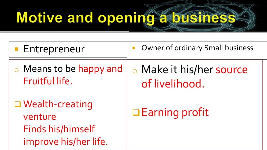Entrepreneurship and ordinary small business activity