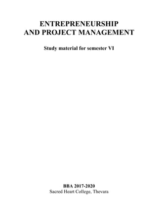 Project Management Study Material Pdf Entrepreneurship an project management | PDF