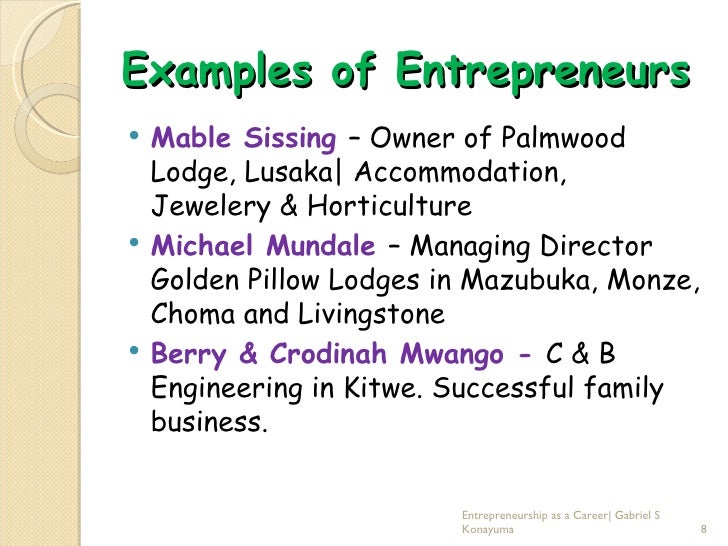 Small Business Entrepreneurship Examples
