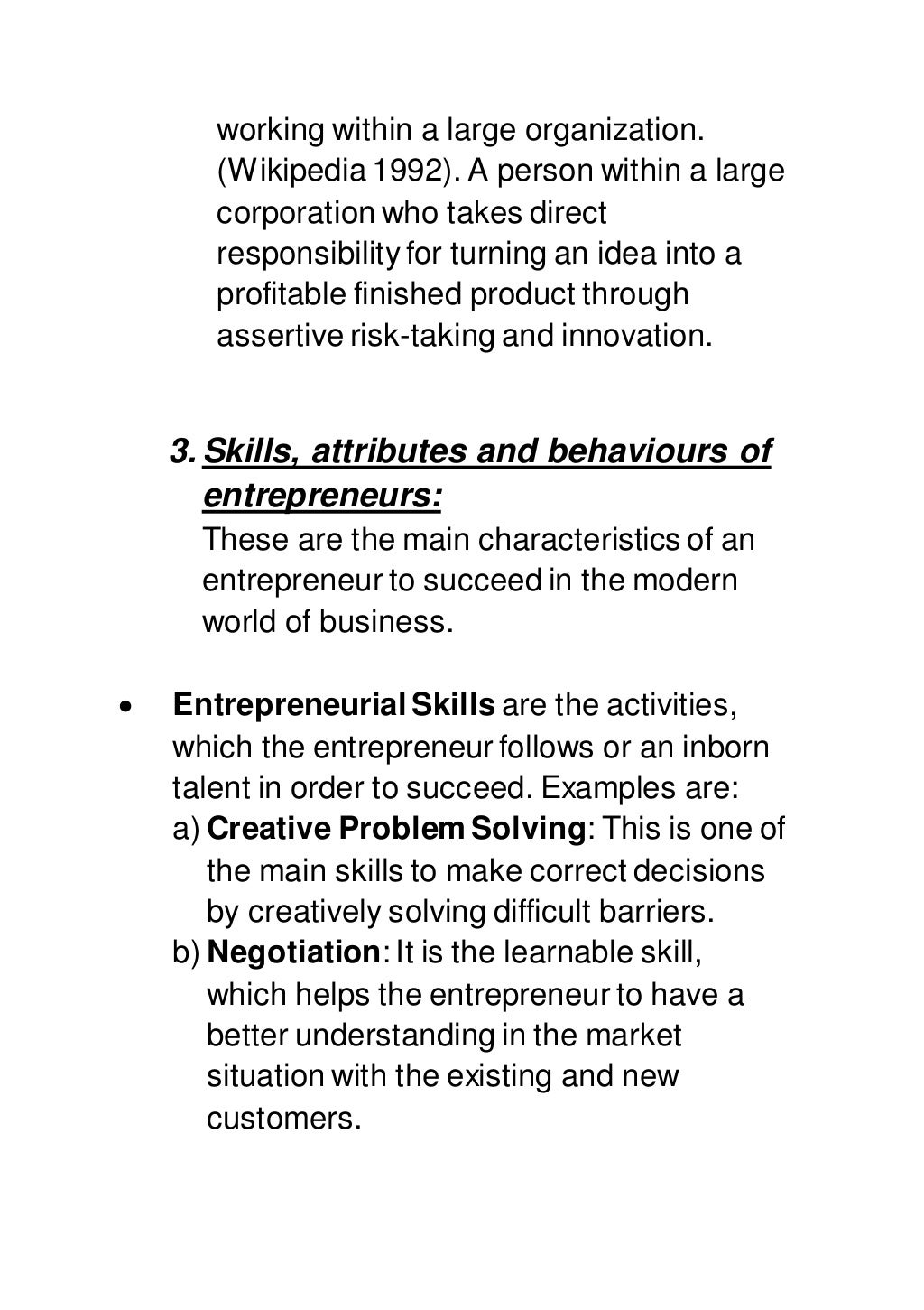 example of entrepreneurship assignment